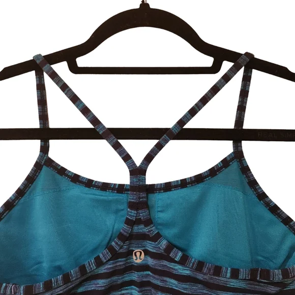 Lululemon Racerback Yoga Tank Top - Turquoise Blue Stripe - Picture 4 of 6